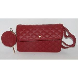 Mali + Lili Crossbody Red Quilted Crossbody Vegan Leather Bag W/ Coin Purse NEW